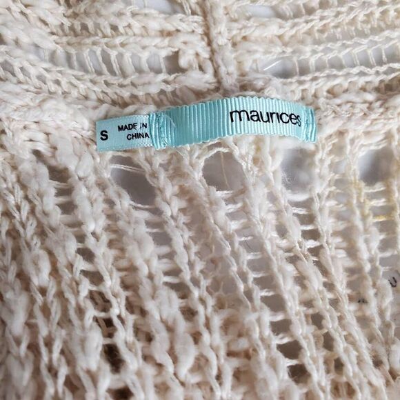 Maurices Women's S Cream Open Knit Long Sweater Vest 100% Cotton Boho Layering - Picture 4 of 6